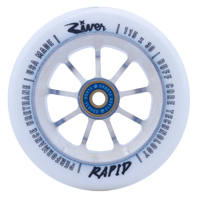 River Wheels Blizzard Rapid 115x30mm – White on Raw (Pair)