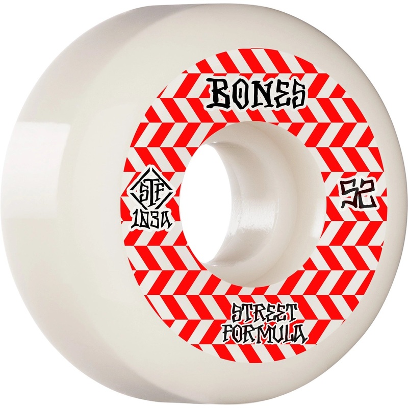 Bones STF Patterns V5 52mm 103a Wheels – White/Red (Set of 4)