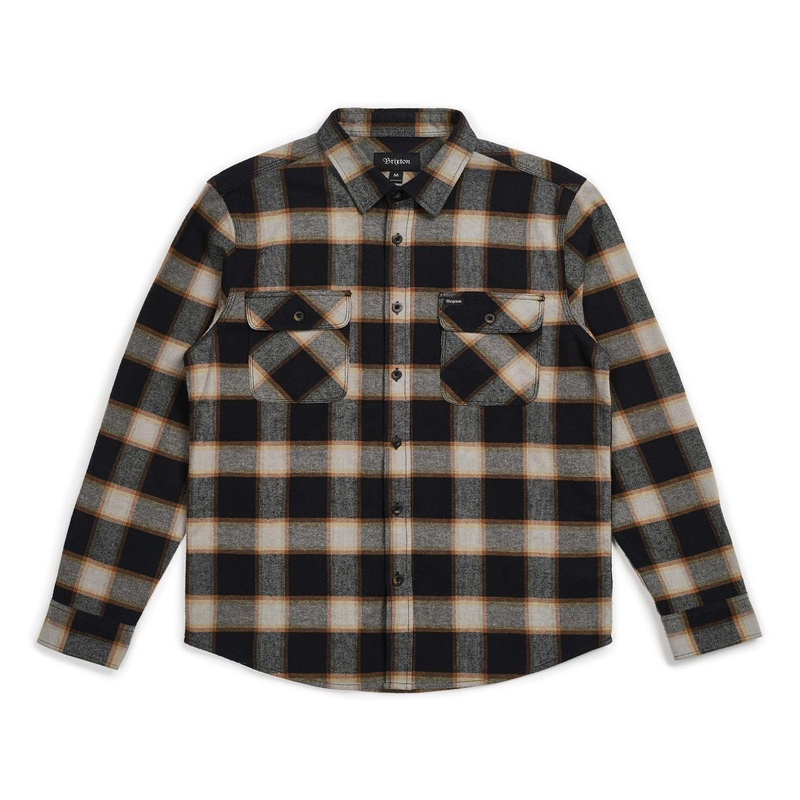 BRIXTON BOWERY L/S FLANNEL – BLACK/CREAM SMALL