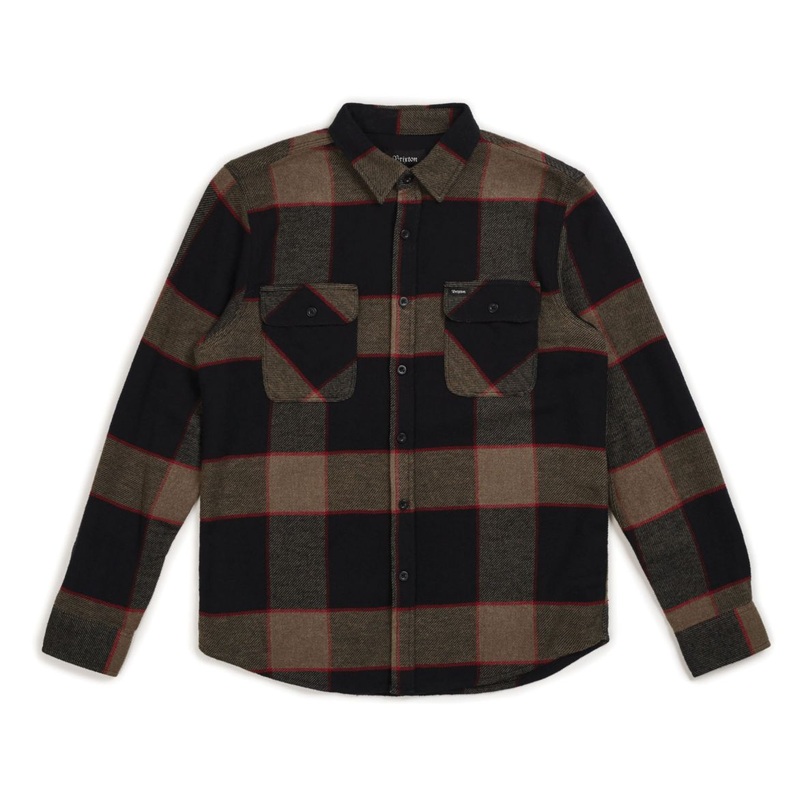 BRIXTON BOWERY L/S FLANNEL HEATHER GREY/CHARCOAL MEDIUM