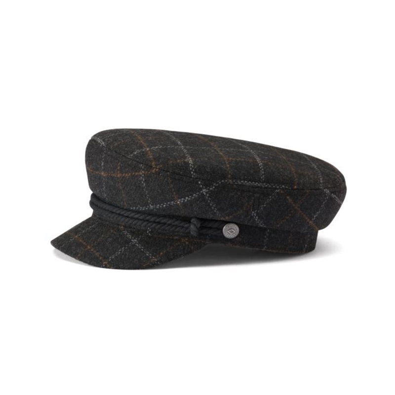BRIXTON FIDDLER CAP – BLACK/DARK BRICK – 70% POLYESTER 30% WOOL SMALL