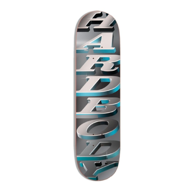 Hardbody Stacked Logo Deck – Grey/Blue Foil 8.125″