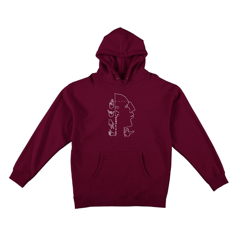 Krooked Out My Ears Hooded Sweatshirt S Maroon
