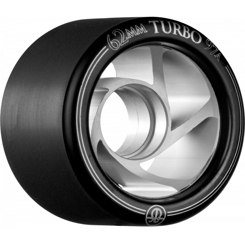Rollerbones Turbo Wheel Clear Aluminum Hub 62mm 97a – Black (Set of 8)