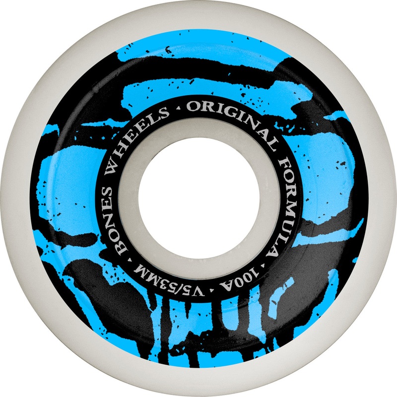Bones OG Formula Mummy Skulls V5 Sidecut 53mm 100a Wheels – White (Set of 4)