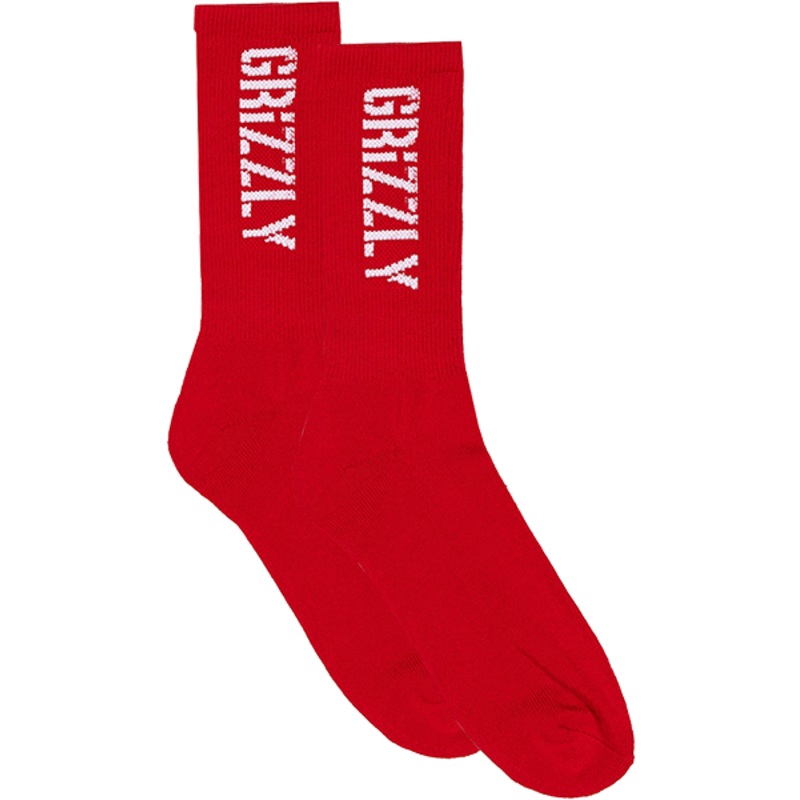 GRIZZLY STAMP CREW SOCKS PINK/WHT 1pr
