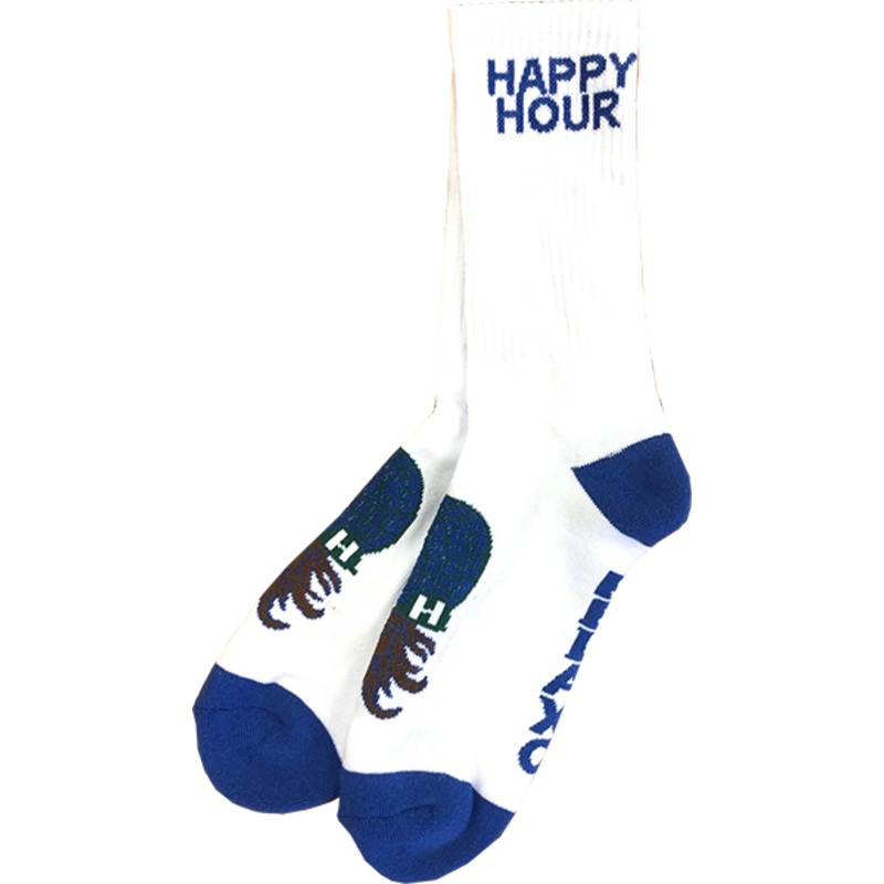 HAPPY HR MUCHO RELAXO CREW SOCKS WHT/BLU 1pr
