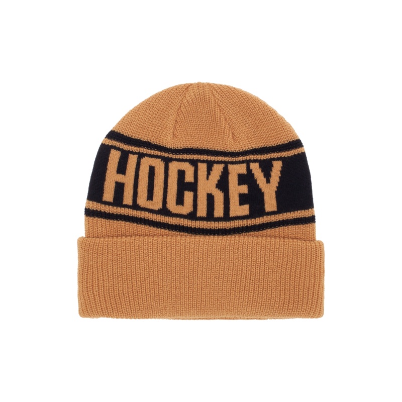 HOCKEY STRIPE BEANIE MUSTARD