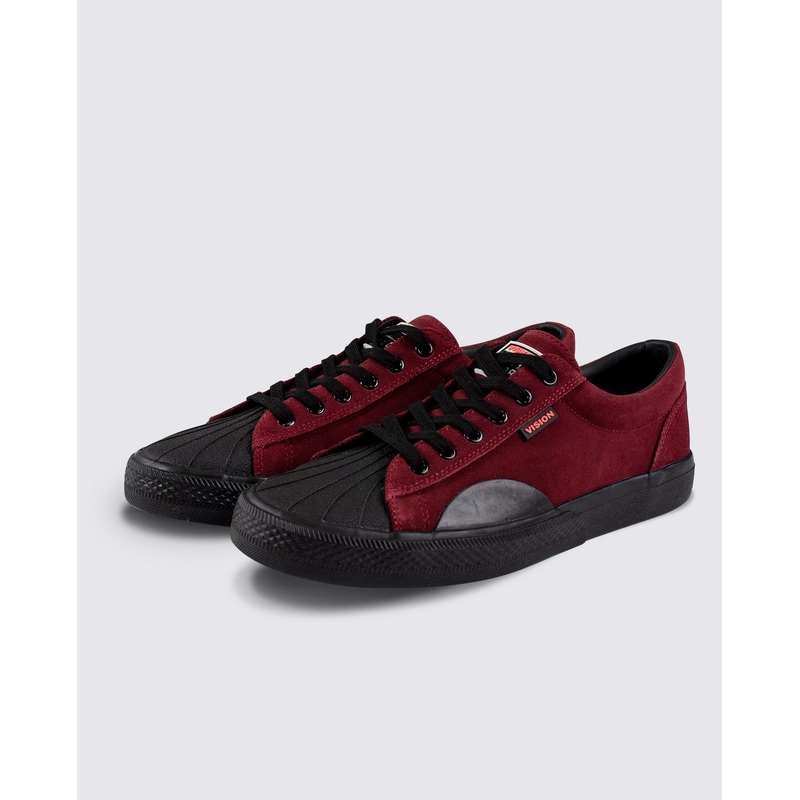 Leather Suede Low Top Sneakers Oxblood 8