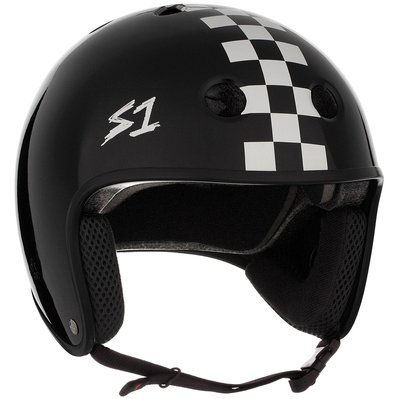 S1 Retro Lifer Helmet – Black Gloss/White Checkers X-Small (20.5″) Black