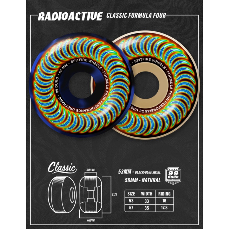 Spitfire F4 99D Radioactive Classic Wheels 53mm