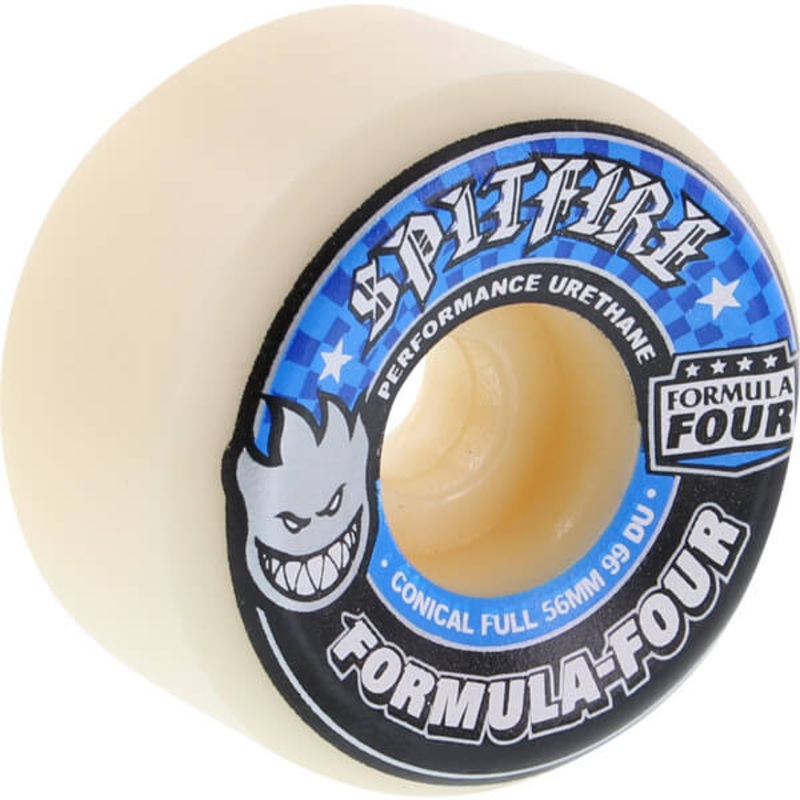 Spitfire Wheels F4 Conical Full 56mm 99a – White/Blue (Set of 4)
